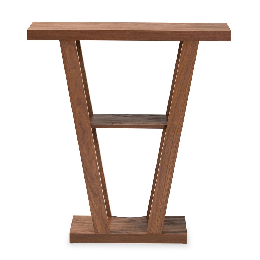 Boone Modern and Contemporary Walnut Brown Finished Wood Console Table. Picture 12