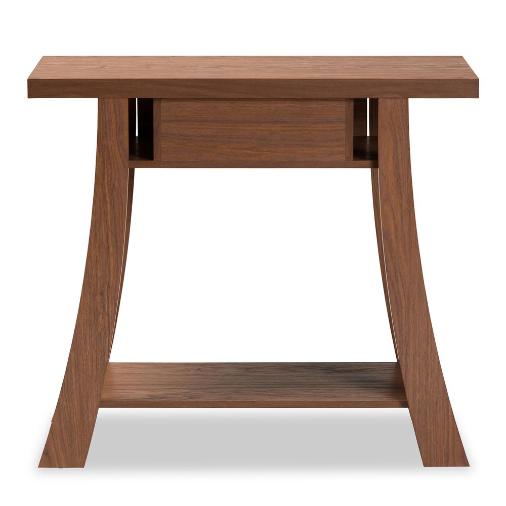 Herman Modern and Contemporary Walnut Brown Finished Wood 1-Drawer Console Table. Picture 16