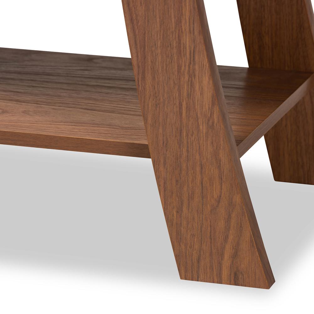 Herman Modern and Contemporary Walnut Brown Finished Wood 1-Drawer Console Table. Picture 18