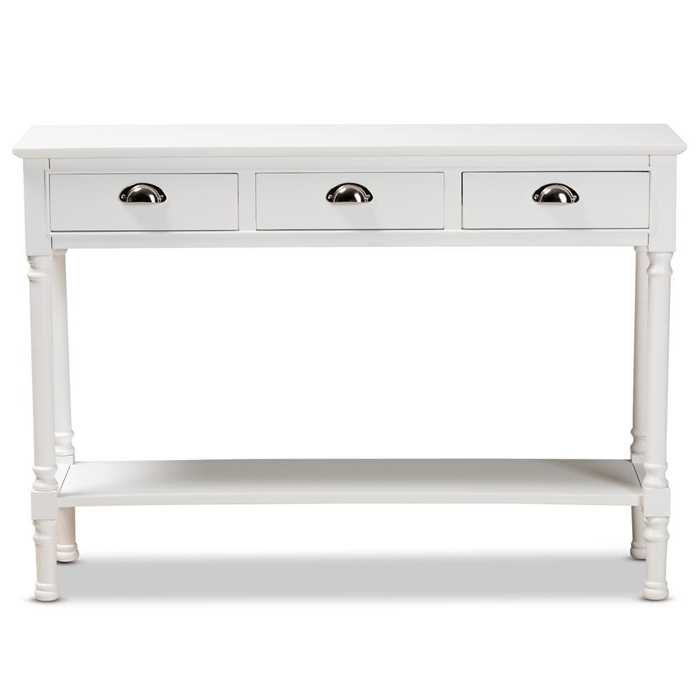 Garvey French Provincial White Finished Wood 3-Drawer Entryway Console Table. Picture 12