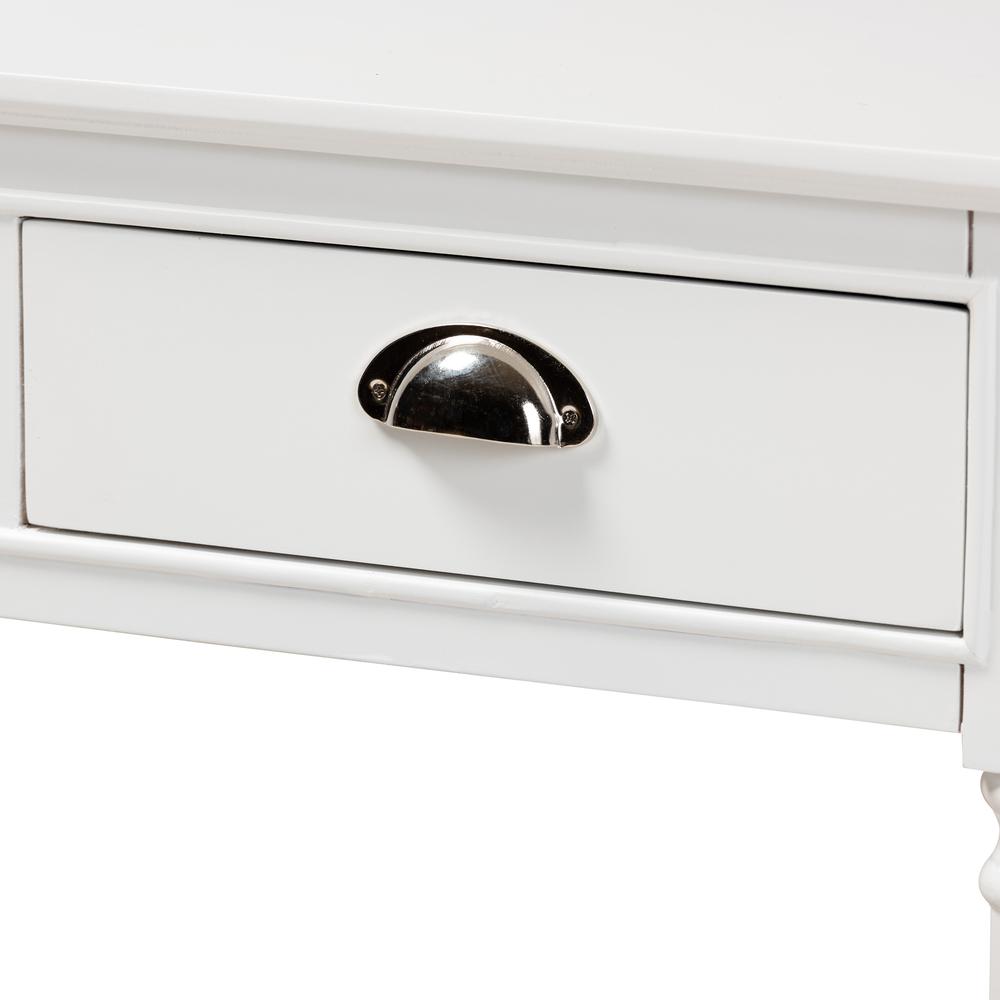 Garvey French Provincial White Finished Wood 3-Drawer Entryway Console Table. Picture 14
