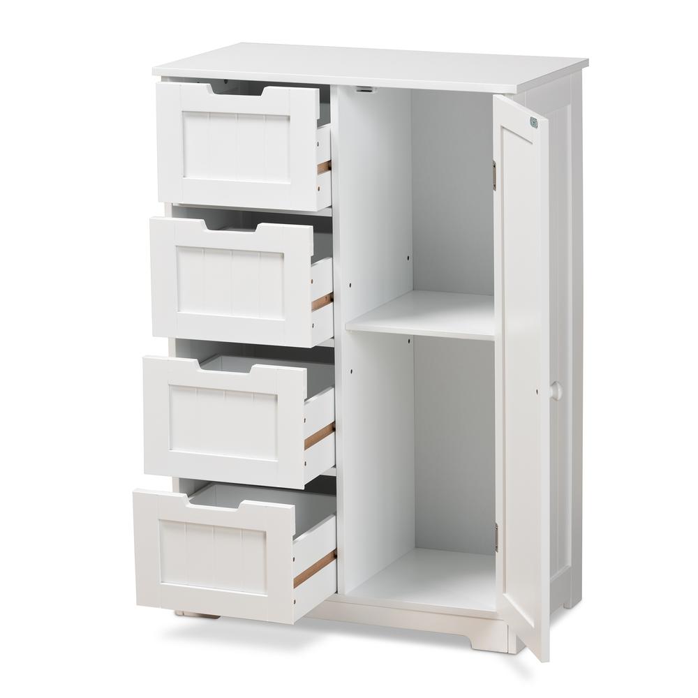 White Finished Wood 4-Drawer Bathroom Storage Cabinet. Picture 12