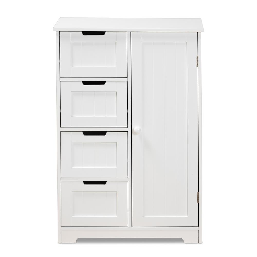 White Finished Wood 4-Drawer Bathroom Storage Cabinet. Picture 13