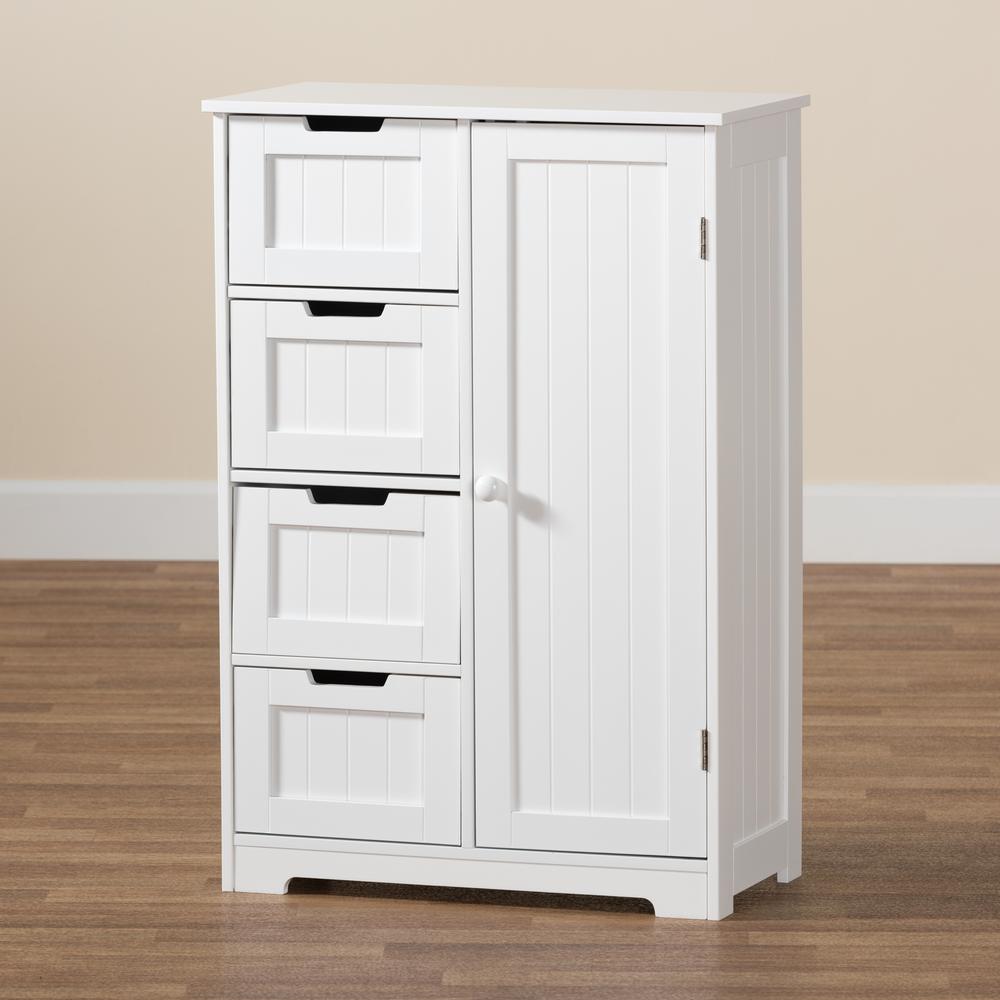 White Finished Wood 4-Drawer Bathroom Storage Cabinet. Picture 18