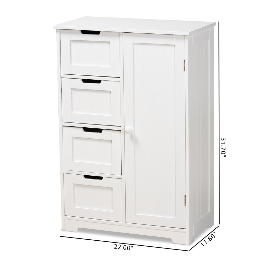 White Finished Wood 4-Drawer Bathroom Storage Cabinet. Picture 19