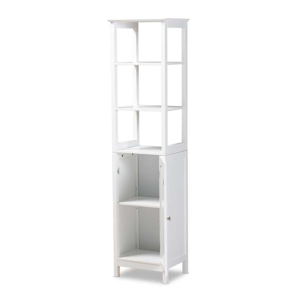Beltran Modern and Contemporary White Finished Wood Bathroom Storage Cabinet. Picture 12