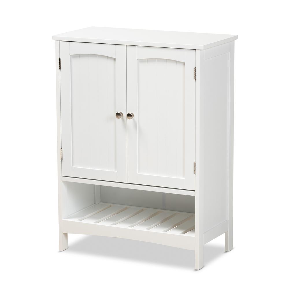 White Finished Wood 2-Door Bathroom Storage Cabinet. Picture 11