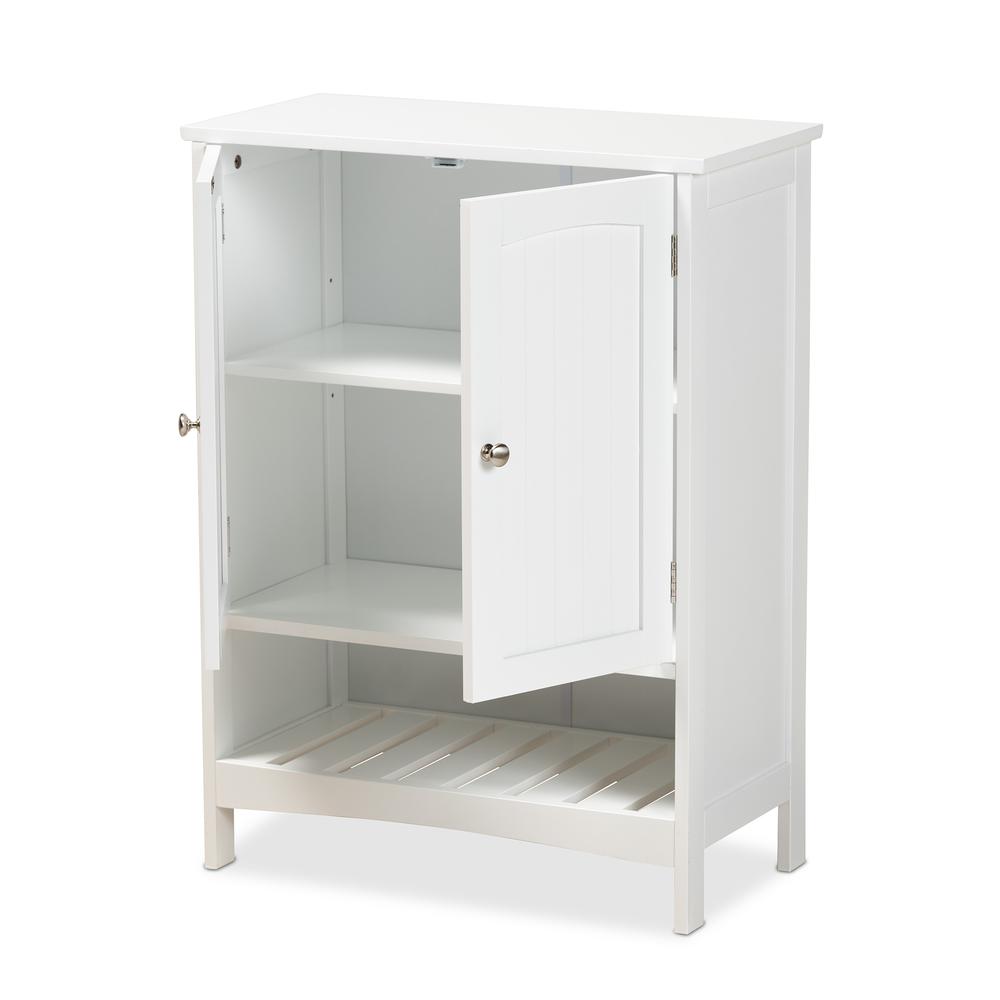 White Finished Wood 2-Door Bathroom Storage Cabinet. Picture 12