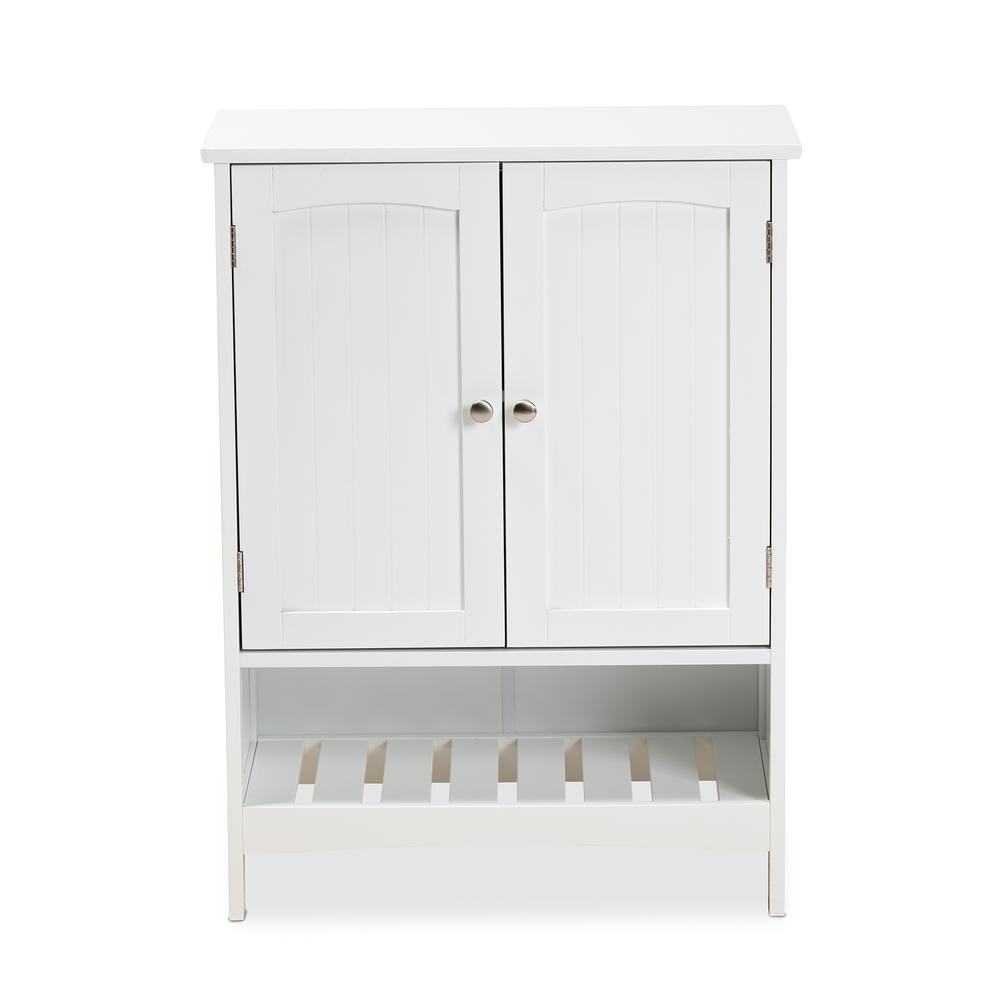 White Finished Wood 2-Door Bathroom Storage Cabinet. Picture 13