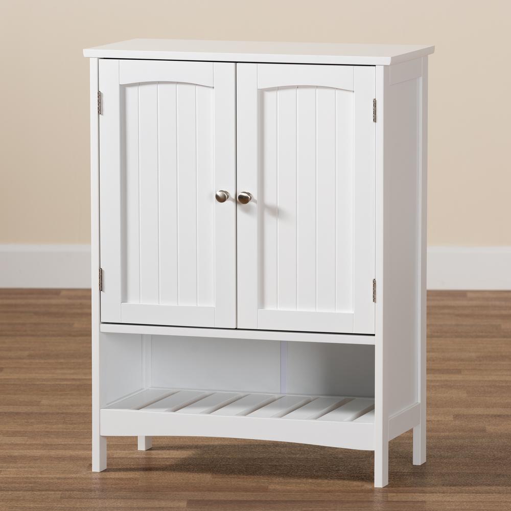 White Finished Wood 2-Door Bathroom Storage Cabinet. Picture 18