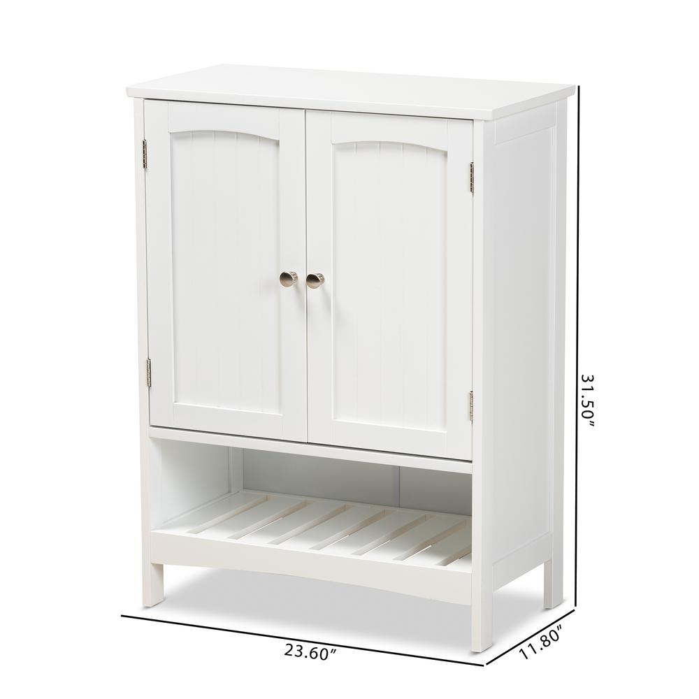 White Finished Wood 2-Door Bathroom Storage Cabinet. Picture 19