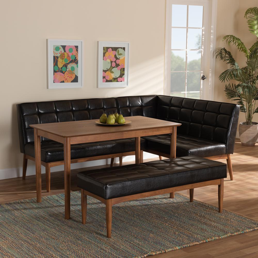 Leather Upholstered and Walnut Brown Finished Wood 4-Piece Dining Nook Set. Picture 20