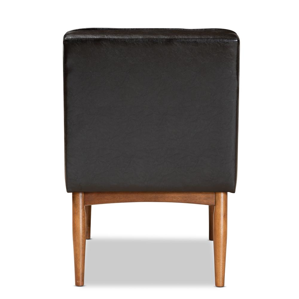 Leather Upholstered and Walnut Brown Finished Wood Dining Chair. Picture 13
