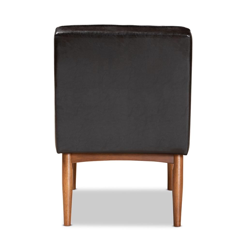 Leather Upholstered and Walnut Brown Finished Wood Dining Chair. Picture 13