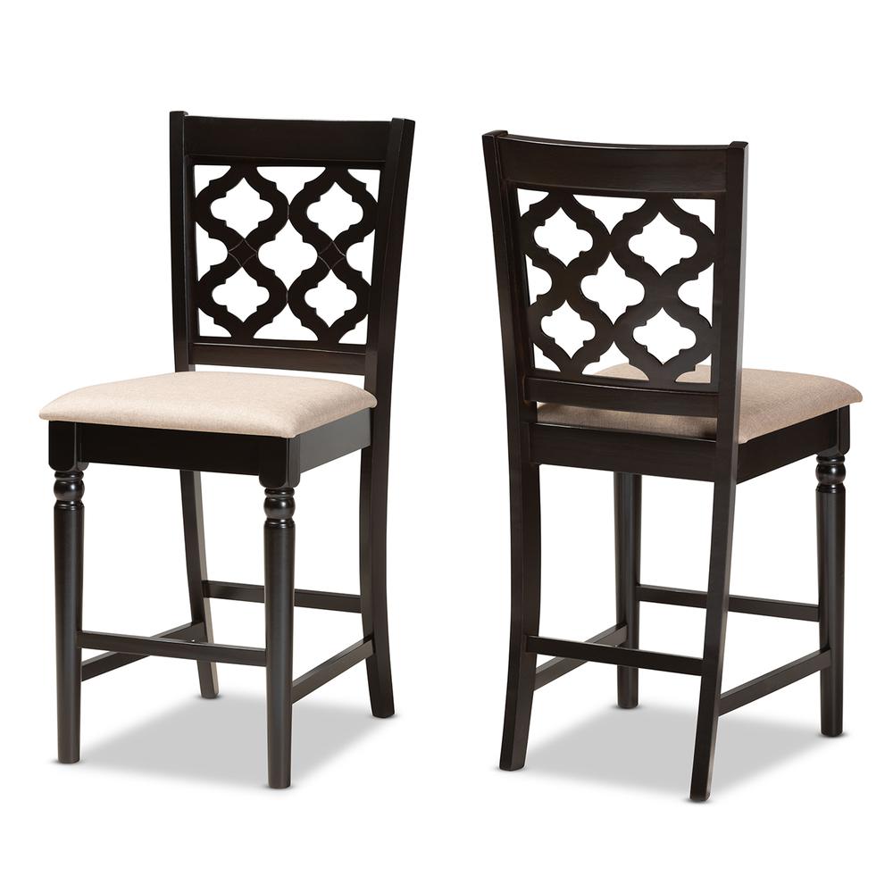 Dark Brown Finished Wood 2-Piece Counter Stool Set. Picture 9
