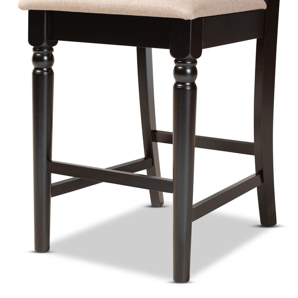 Dark Brown Finished Wood 2-Piece Counter Stool Set. Picture 13