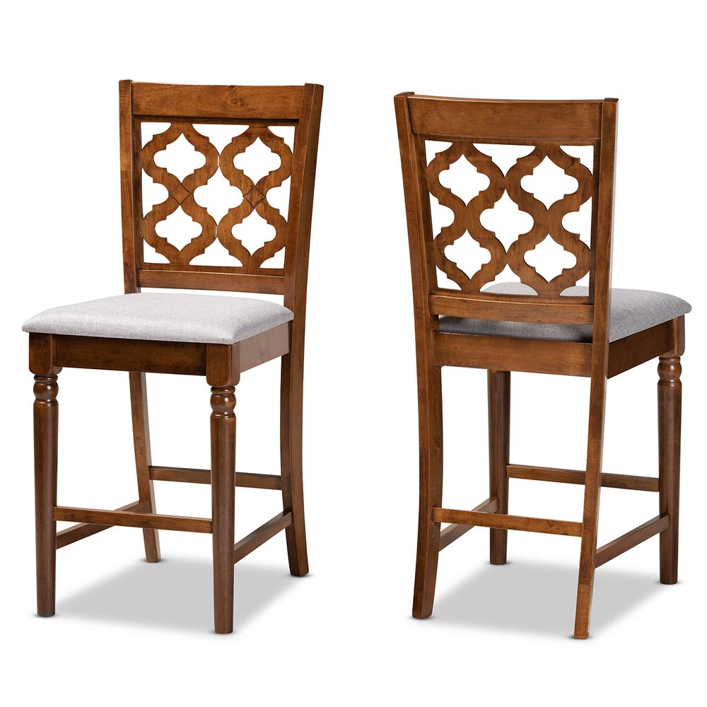 Walnut Brown Finished Wood 2-Piece Counter Stool Set. Picture 9