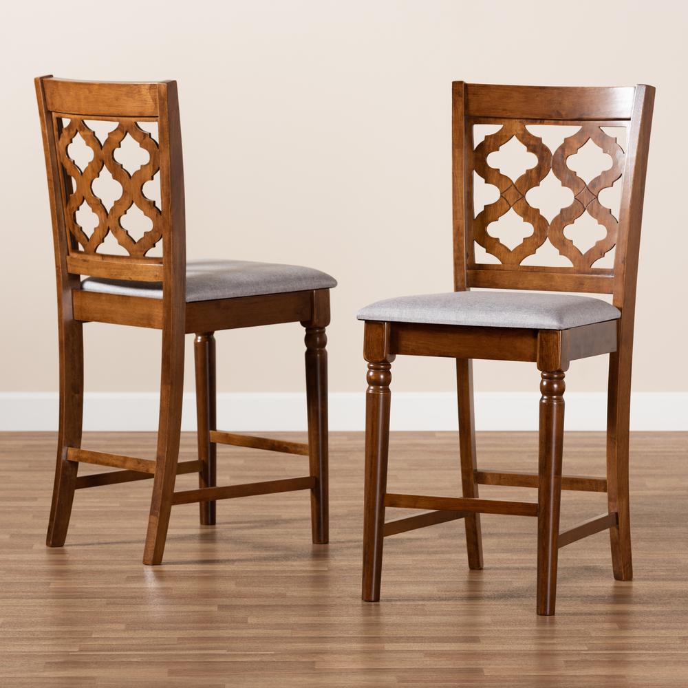 Walnut Brown Finished Wood 2-Piece Counter Stool Set. Picture 15