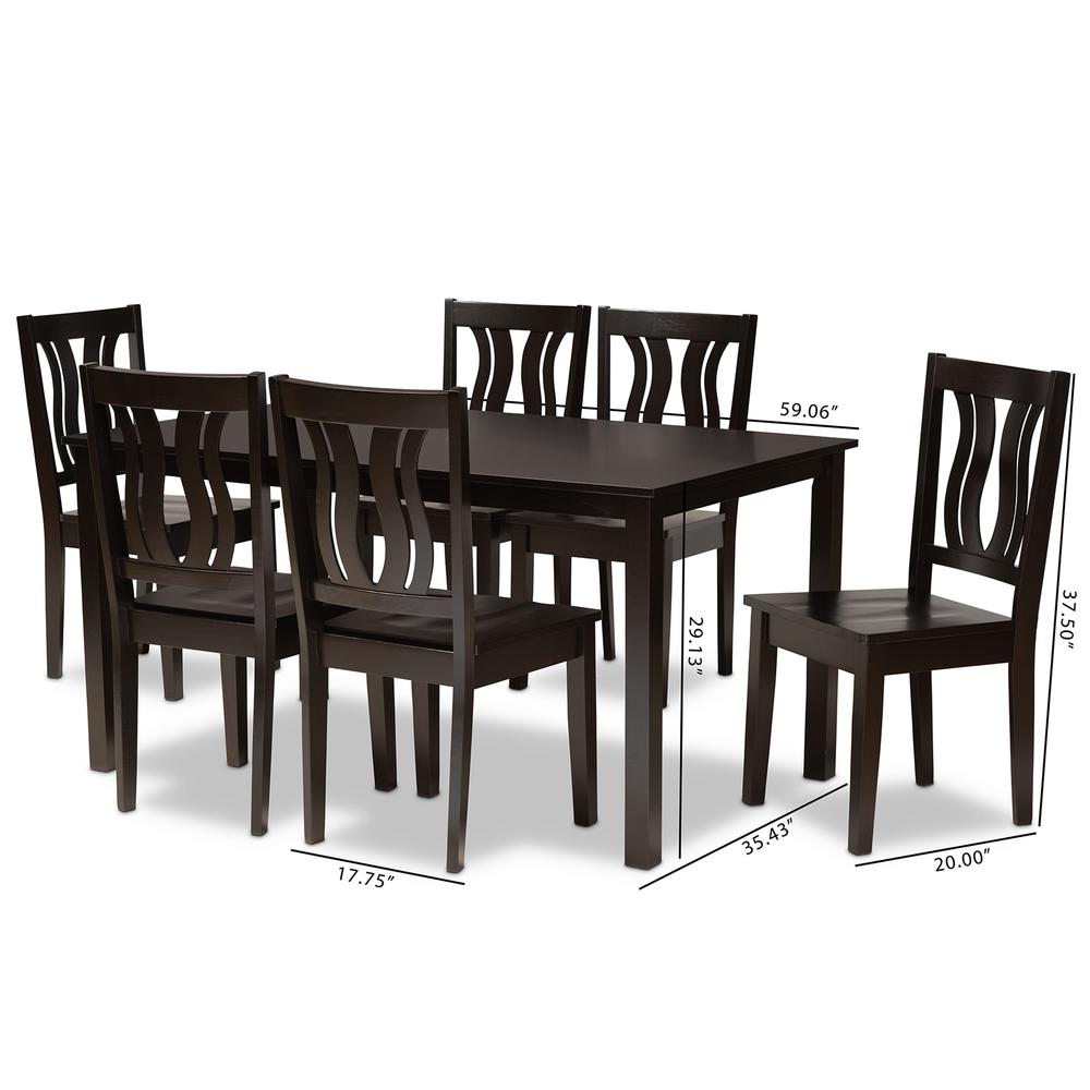 Transitional Dark Brown Finished Wood 7-Piece Dining Set. Picture 18