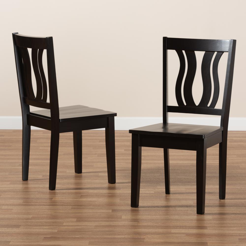 Transitional Dark Brown Finished Wood 2-Piece Dining Chair Set. Picture 15