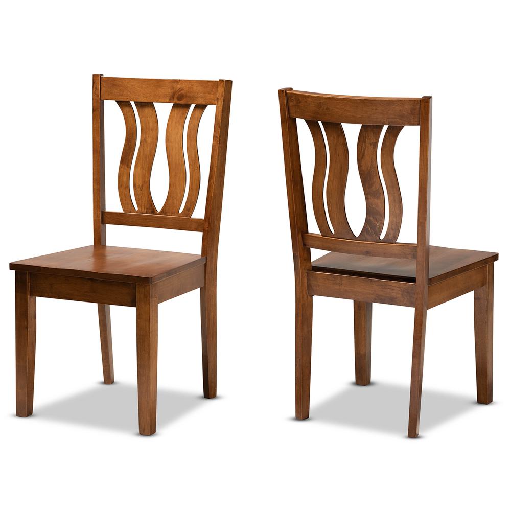 Transitional Walnut Brown Finished Wood 2-Piece Dining Chair Set. Picture 9