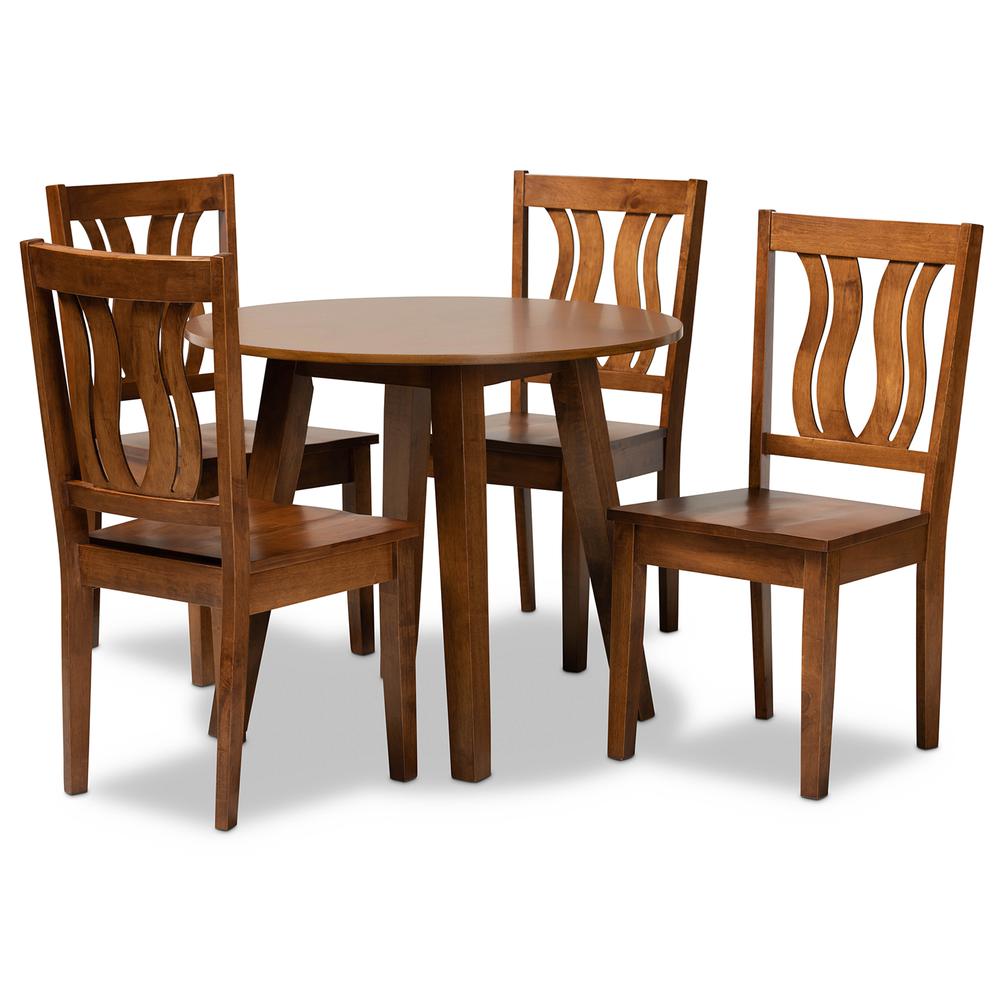 Transitional Walnut Brown Finished Wood 5-Piece Dining Set. Picture 10