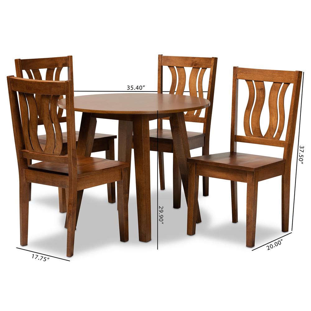 Transitional Walnut Brown Finished Wood 5-Piece Dining Set. Picture 18