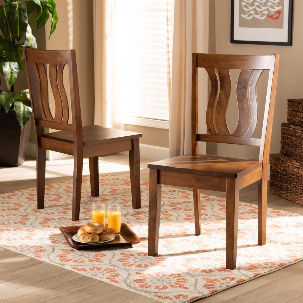 Transitional Walnut Brown Finished Wood 2-Piece Dining Chair Set. Picture 14