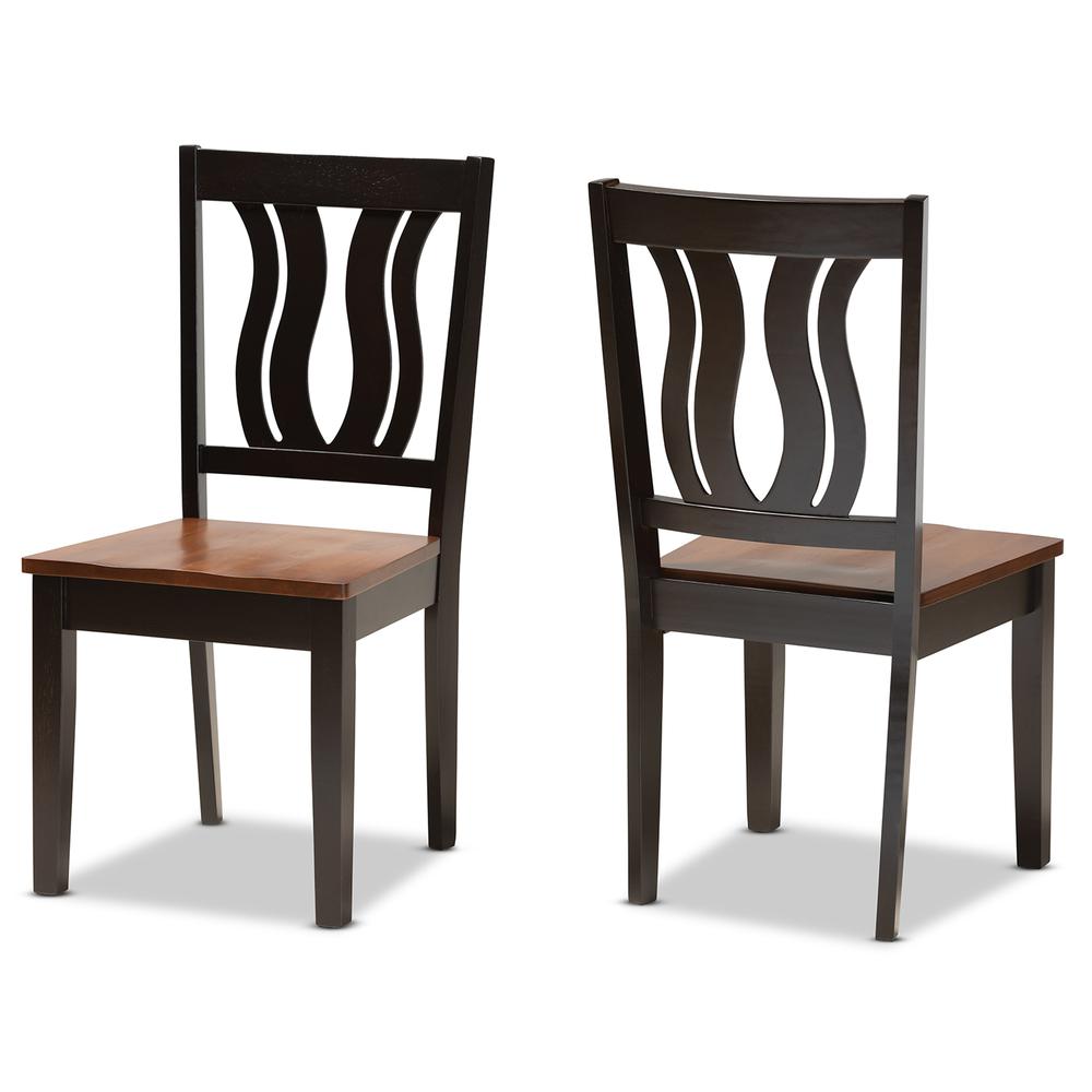 Walnut Brown Finished Wood 2-Piece Dining Chair Set. Picture 9