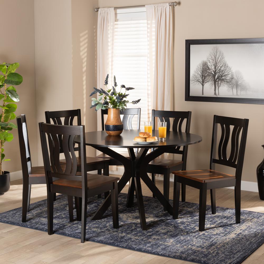 Walnut Brown Finished Wood 7-Piece Dining Set. Picture 16