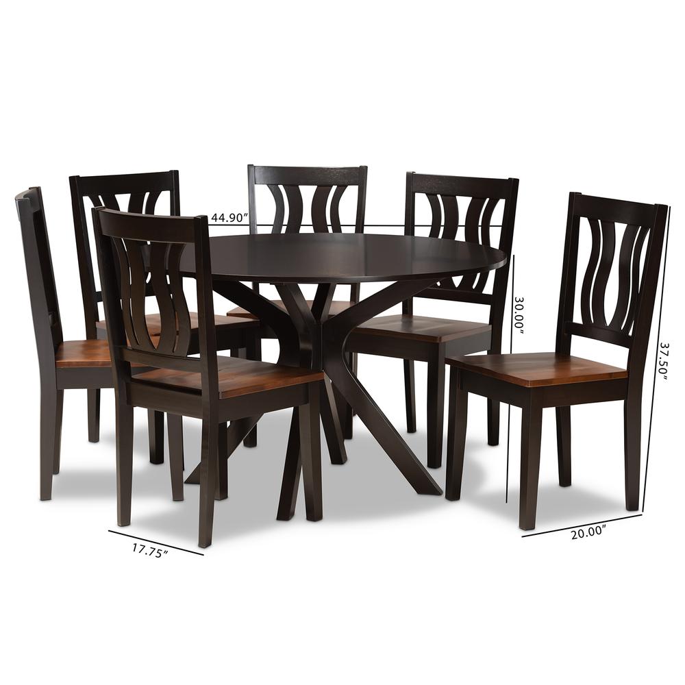 Walnut Brown Finished Wood 7-Piece Dining Set. Picture 18