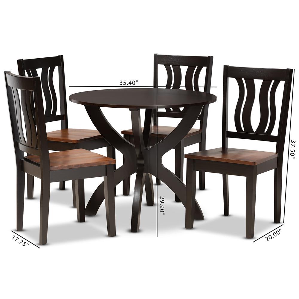 Walnut Brown Finished Wood 5-Piece Dining Set. Picture 18
