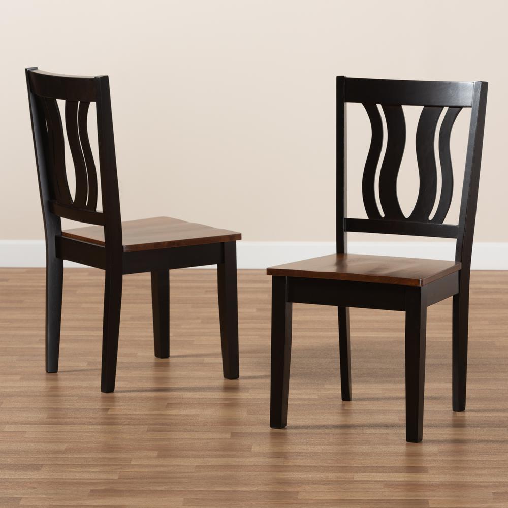 Walnut Brown Finished Wood 2-Piece Dining Chair Set. Picture 15