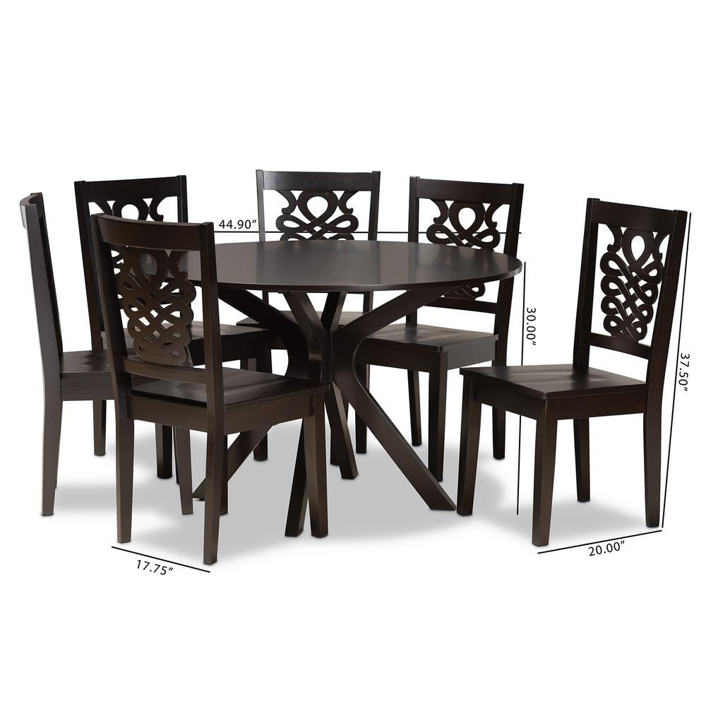 Transitional Dark Brown Finished Wood 7-Piece Dining Set. Picture 18
