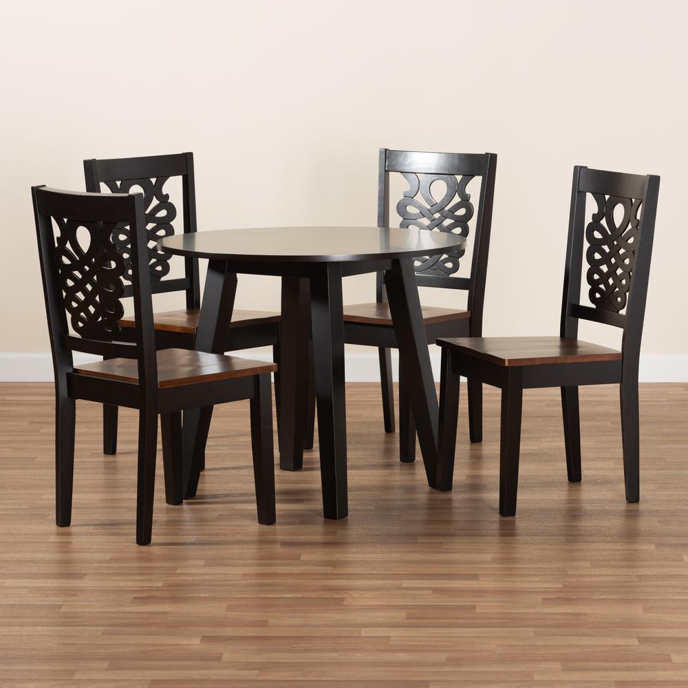 Walnut Brown Finished Wood 5-Piece Dining Set. Picture 17