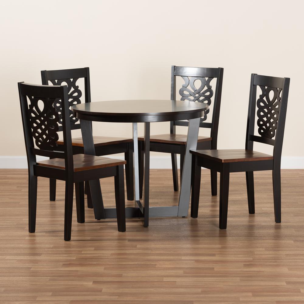 Walnut Brown Finished Wood 5-Piece Dining Set. Picture 17