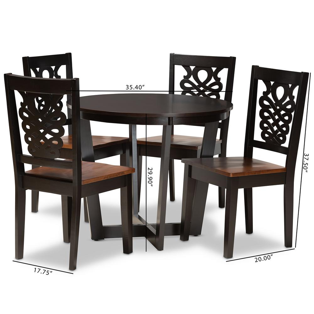 Walnut Brown Finished Wood 5-Piece Dining Set. Picture 18