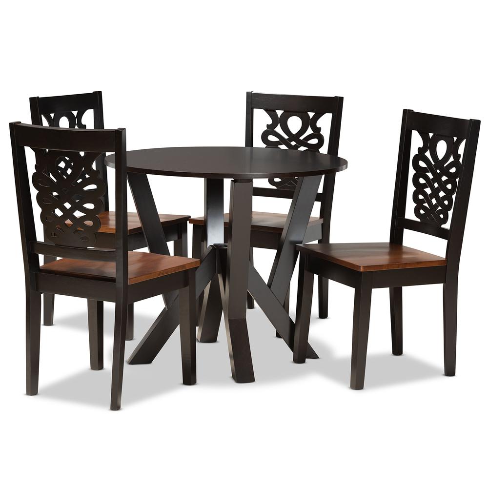 Walnut Brown Finished Wood 5-Piece Dining Set. Picture 10