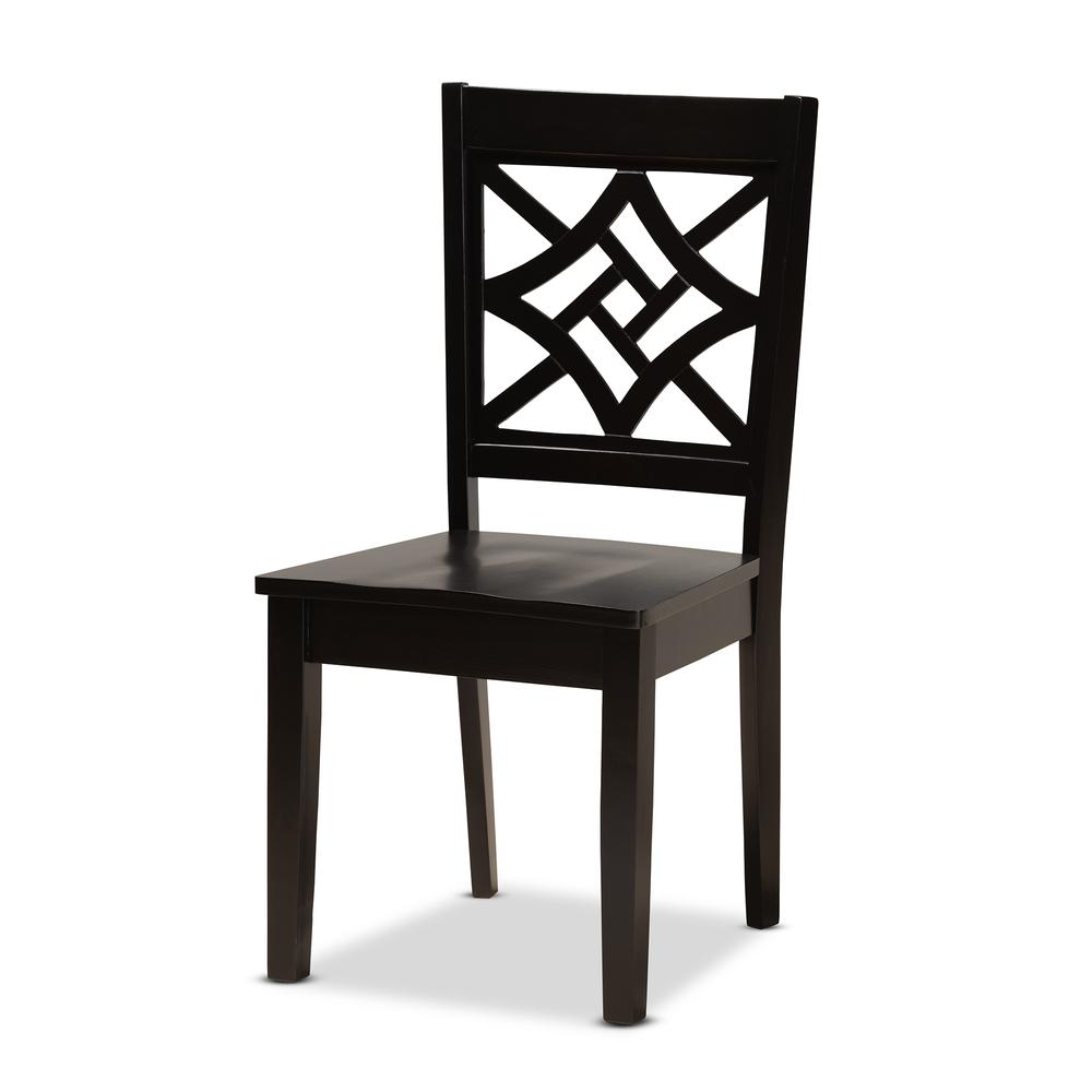 Kaila Modern and Contemporary Dark Brown Finished Wood 5-Piece Dining Set. Picture 11