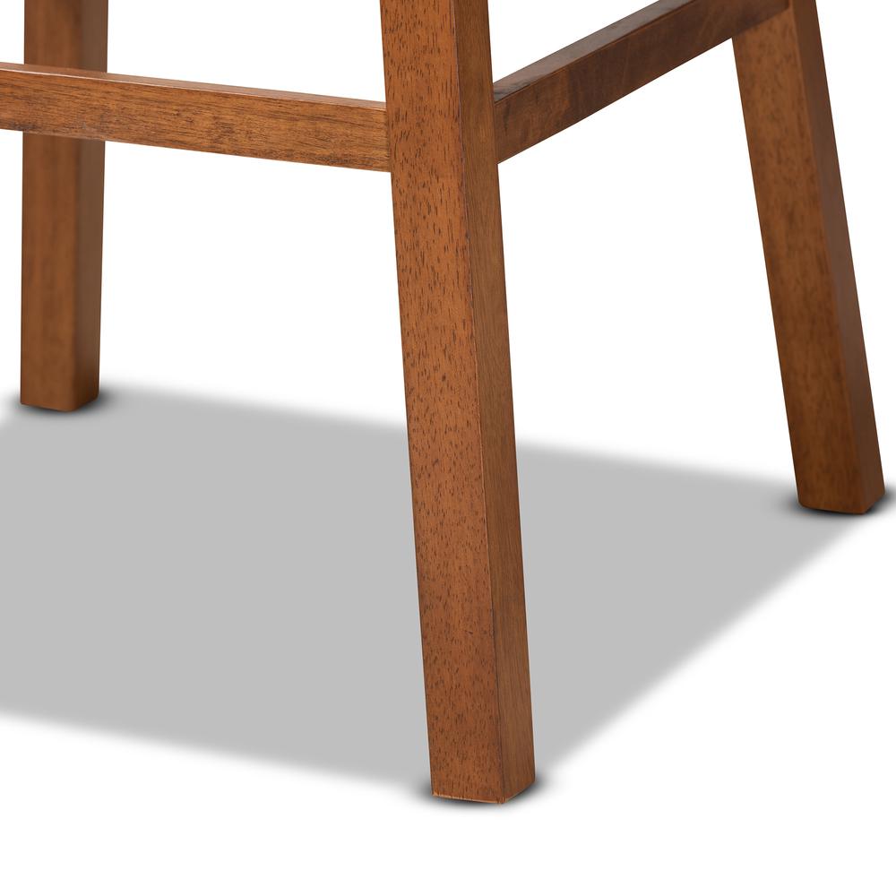 Leather Upholstered and Walnut Brown Finished Wood 2-Piece Swivel Bar Stool Set. Picture 15