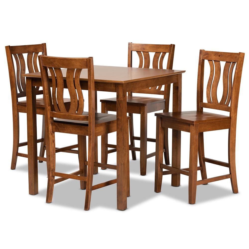 Transitional Walnut Brown Finished Wood 5-Piece Pub Set. Picture 10