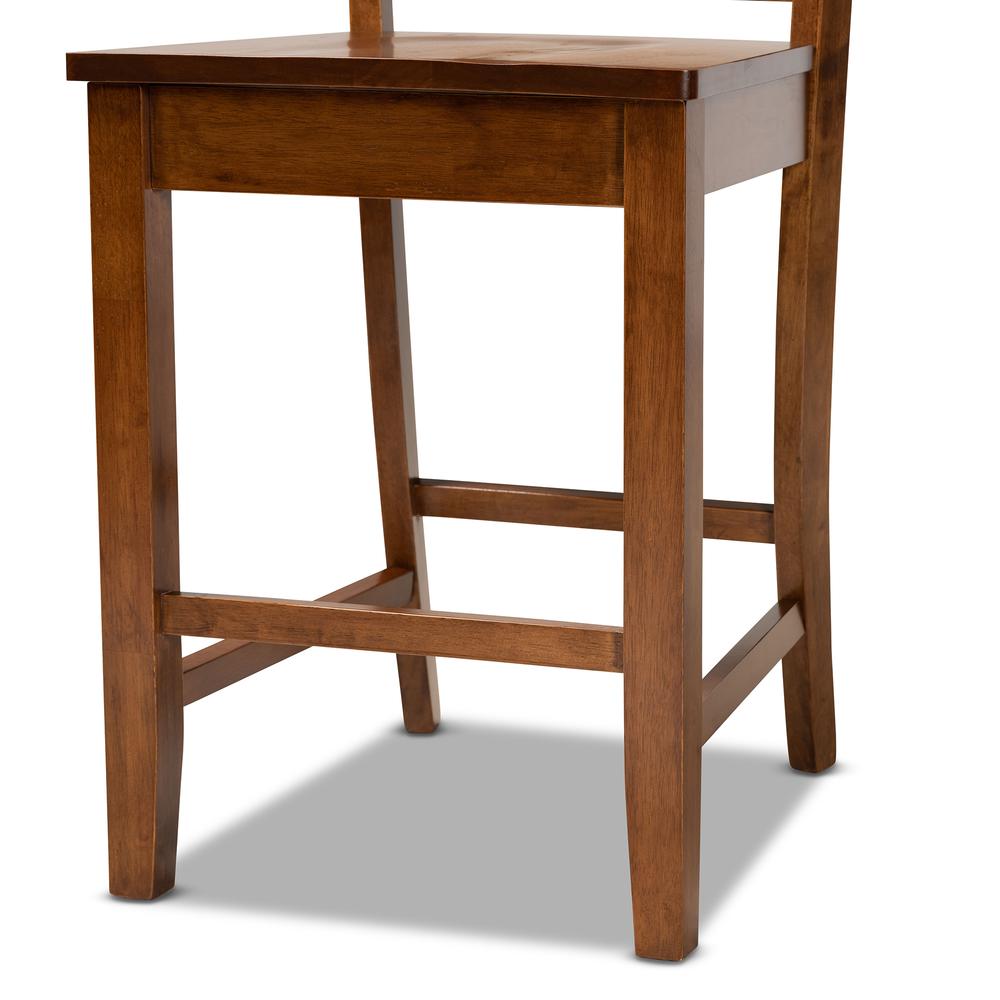 Transitional Walnut Brown Finished Wood 2-Piece Counter Stool Set. Picture 13