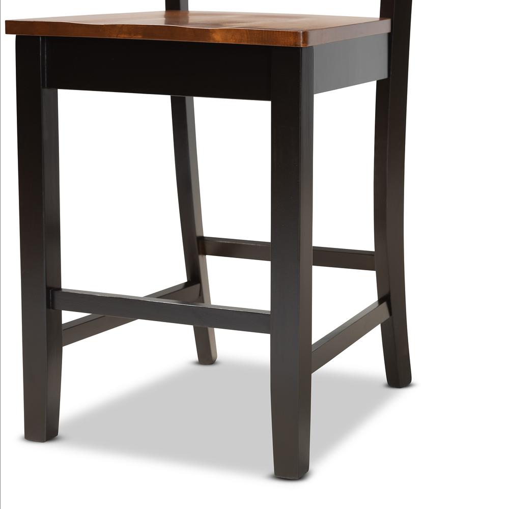 Walnut Brown Finished Wood 2-Piece Counter Stool Set. Picture 13