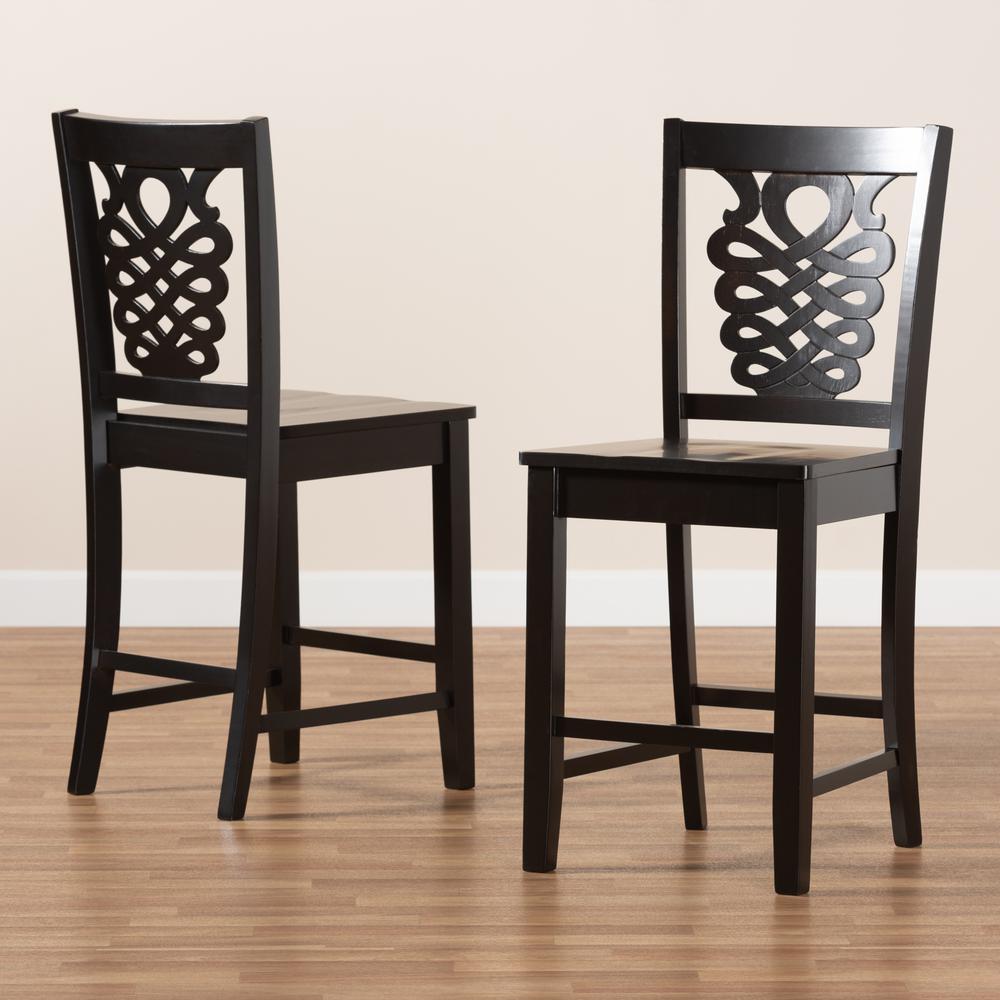 Transitional Dark Brown Finished Wood 2-Piece Counter Stool Set. Picture 15