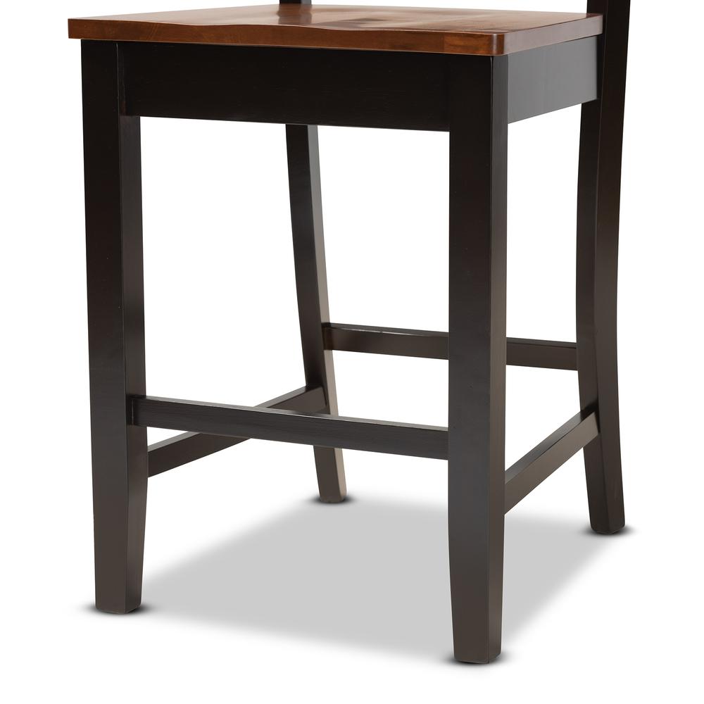 Transitional Two-Tone Dark Brown and Walnut Brown Finished Wood 5-Piece Pub Set. Picture 15