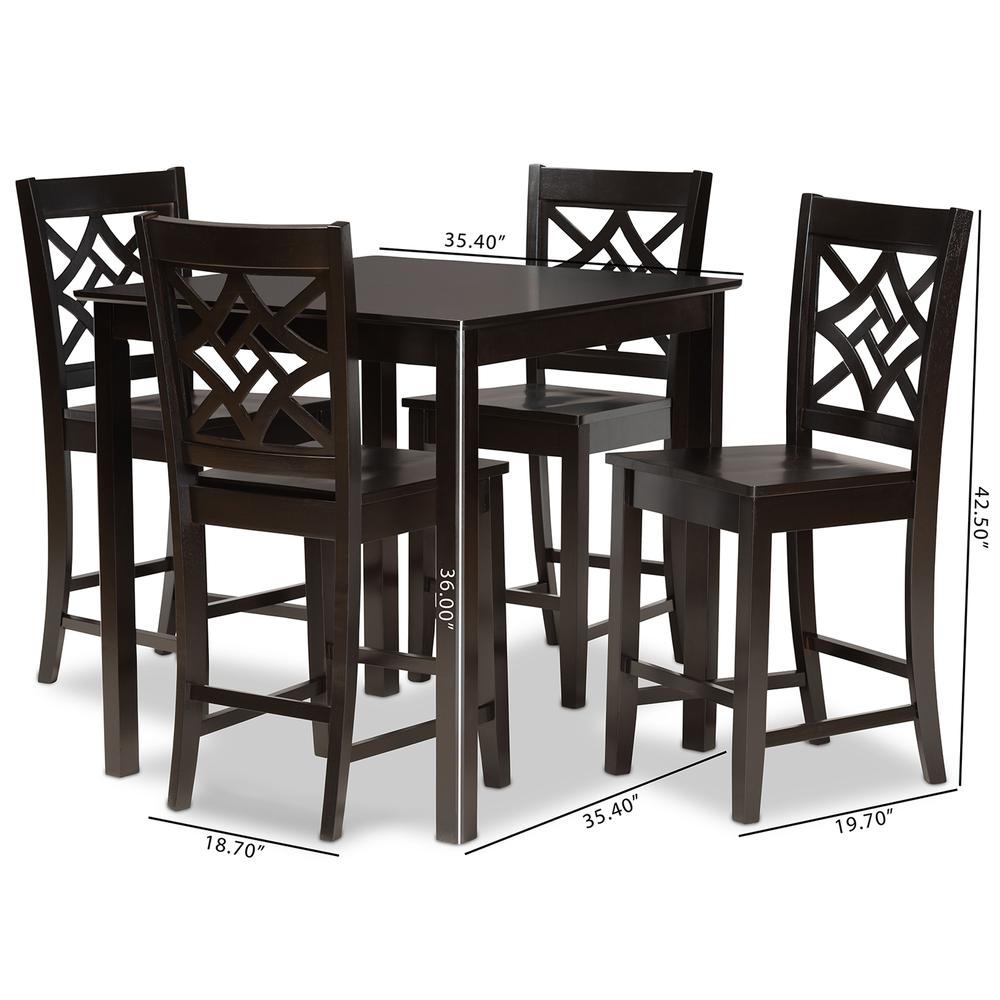 Transitional Dark Brown Finished Wood 5-Piece Pub Set. Picture 18