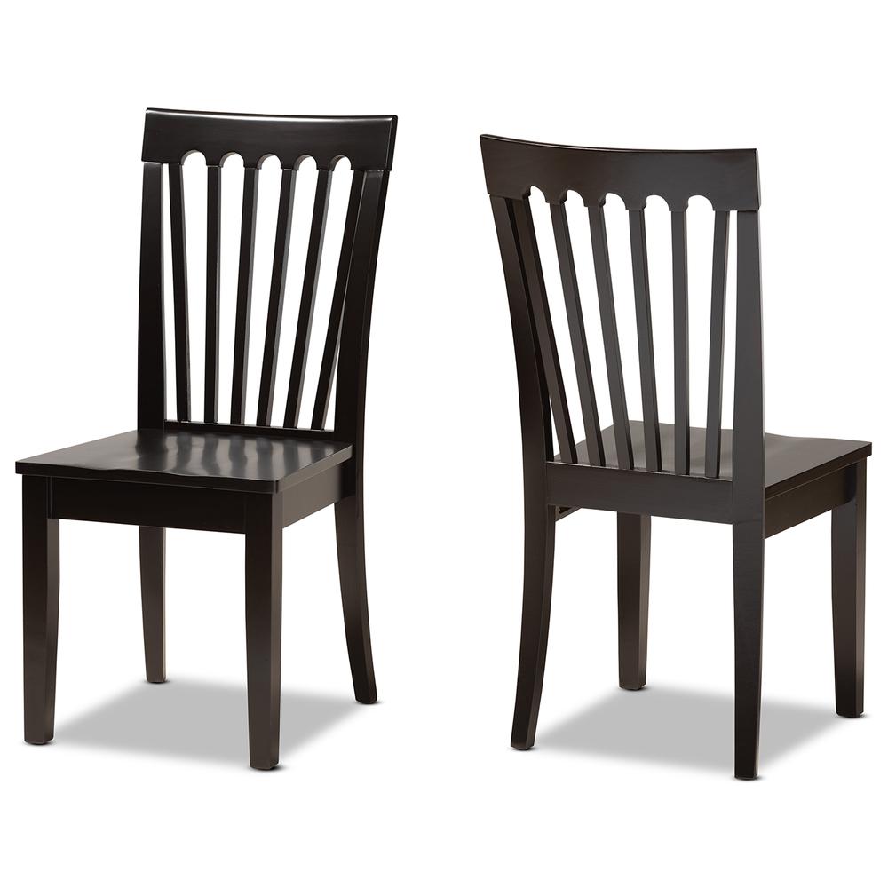 Transitional Dark Brown Finished Wood 2-Piece Dining Chair Set. Picture 9
