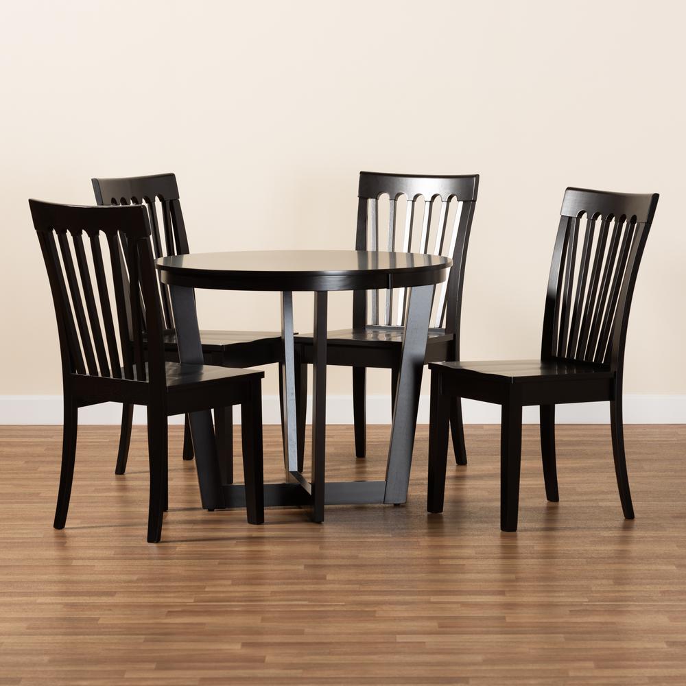 Sasa Modern and Contemporary Dark Brown Finished Wood 5-Piece Dining Set. Picture 17
