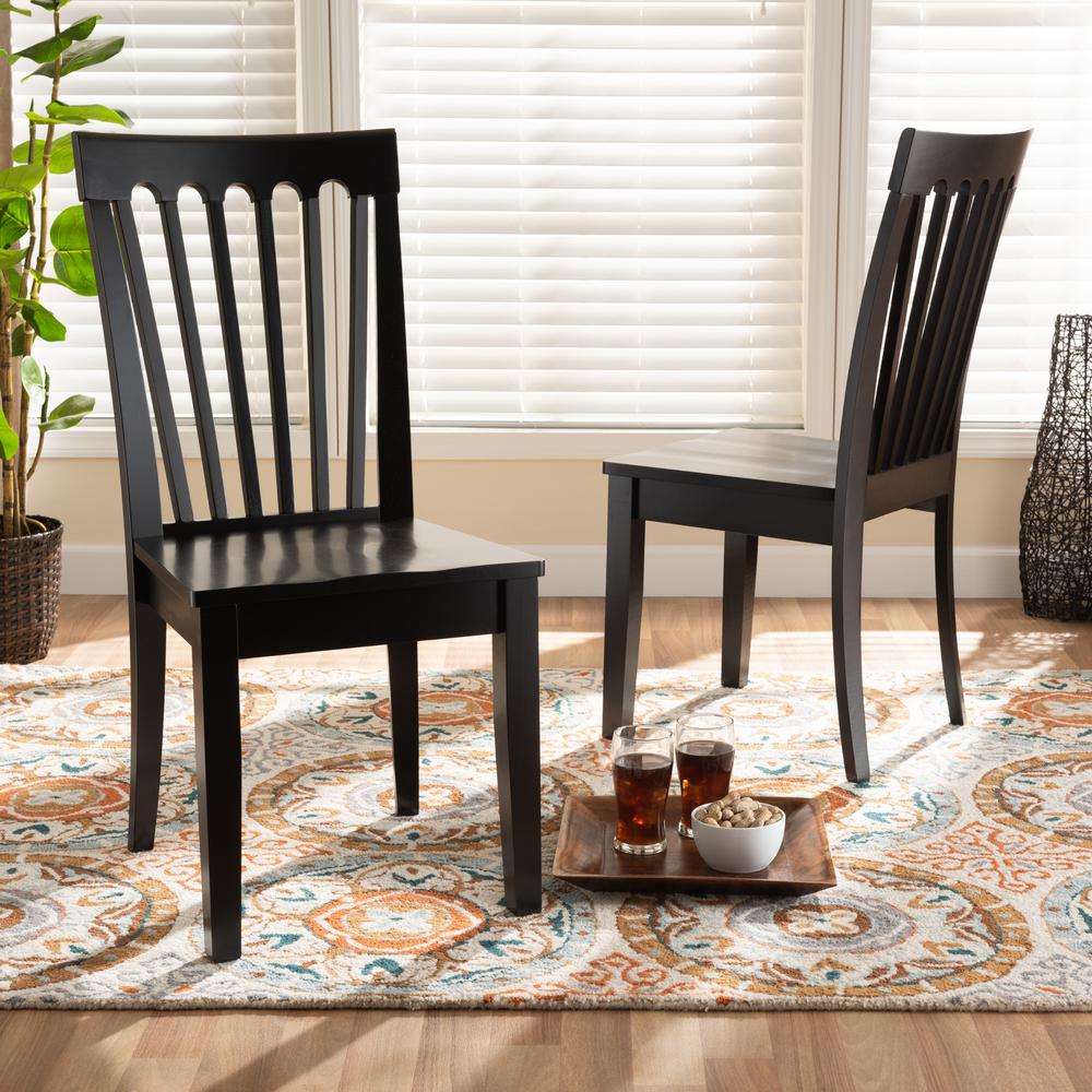 Transitional Dark Brown Finished Wood 2-Piece Dining Chair Set. Picture 14