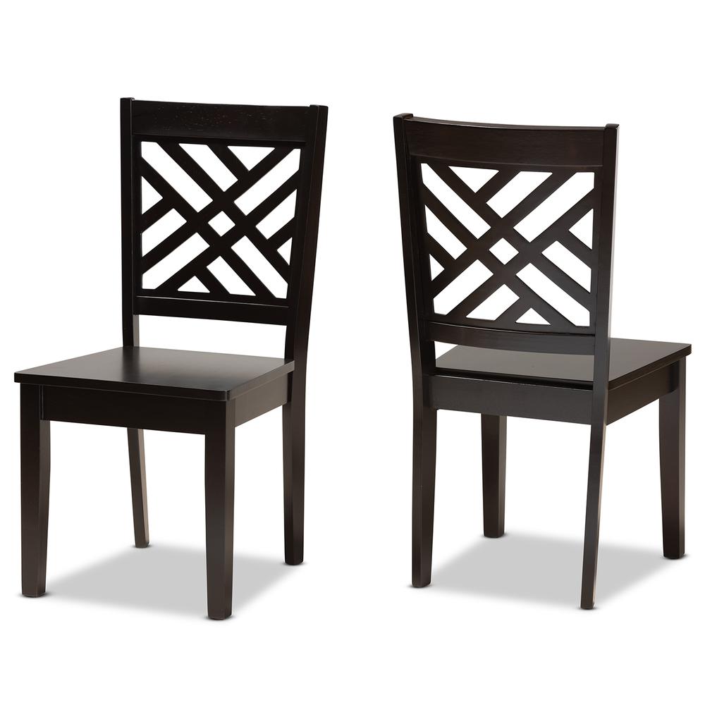 Transitional Dark Brown Finished Wood 2-Piece Dining Chair Set. Picture 9